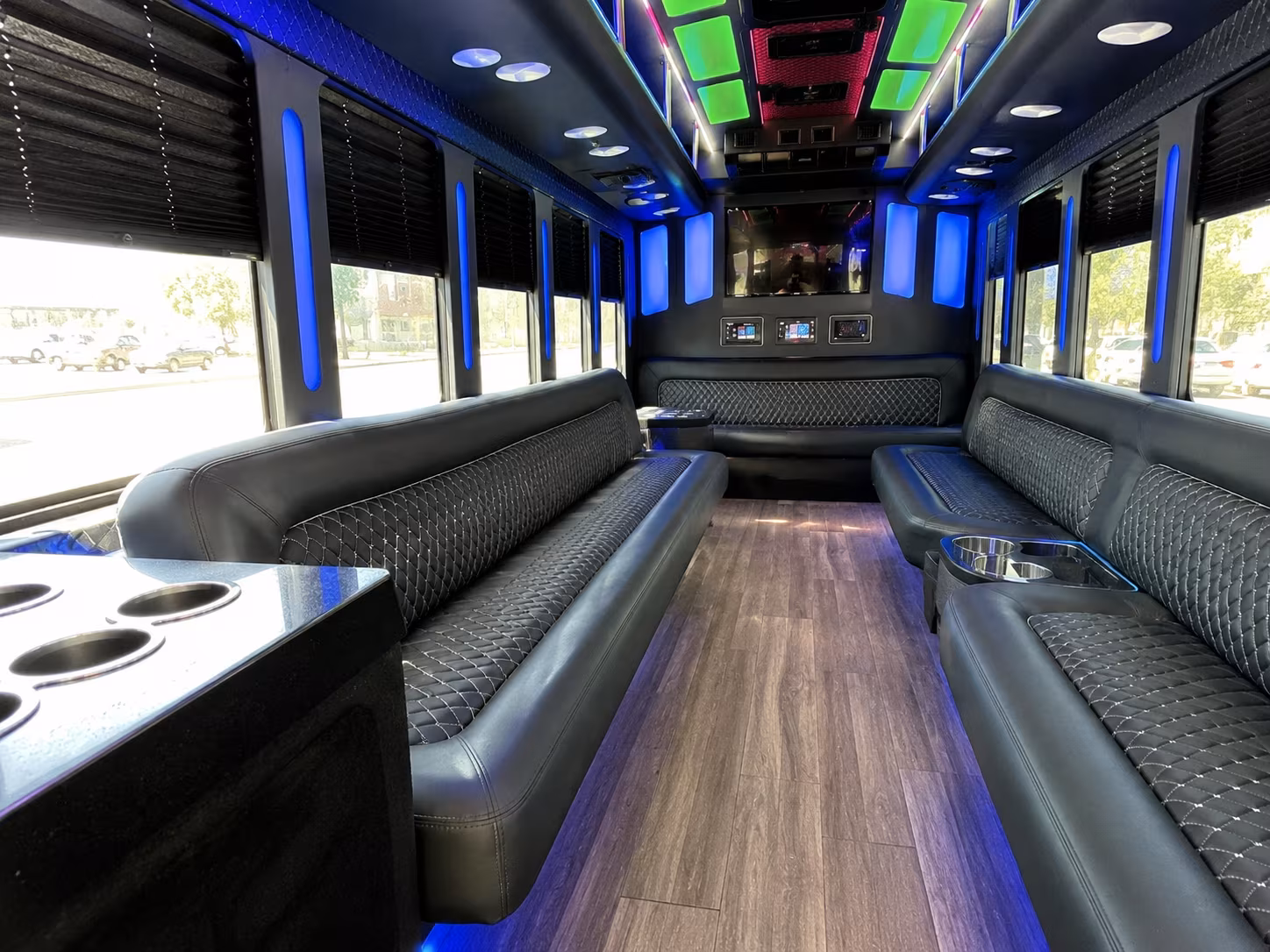 new york city 15 passenger party bus inside