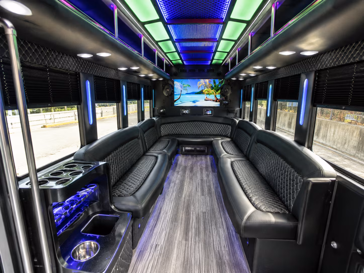 new york city 18 passenger party bus inside