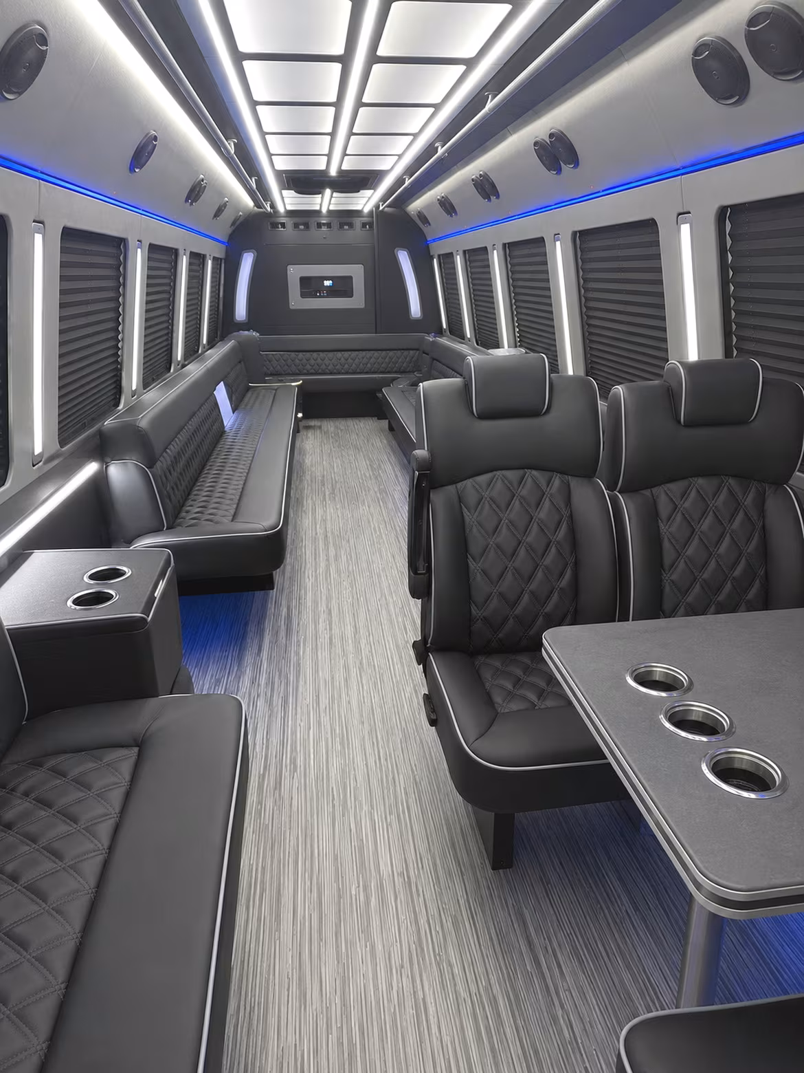new york city 25 passenger party bus inside