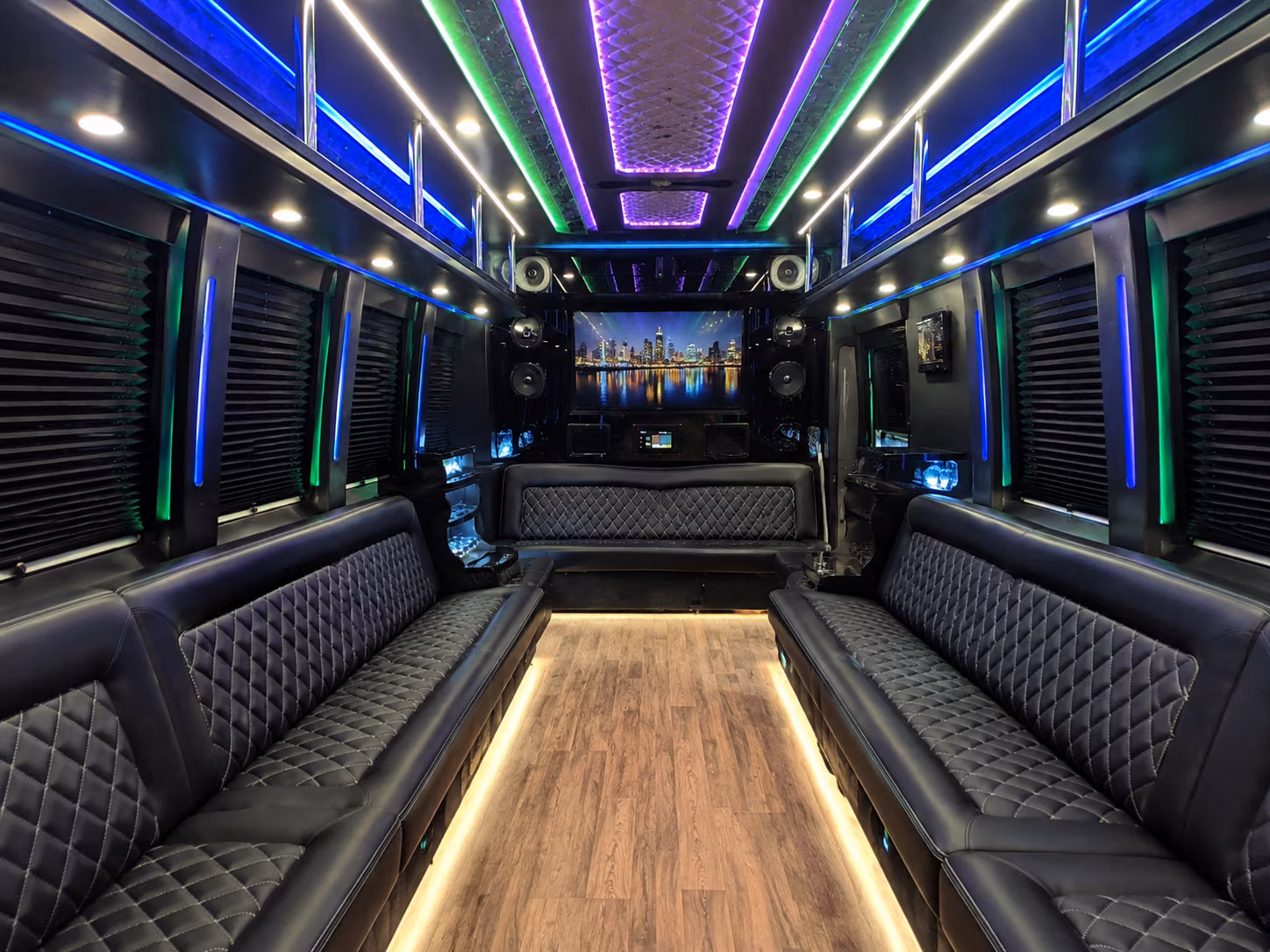new york city 25 passenger party bus interior