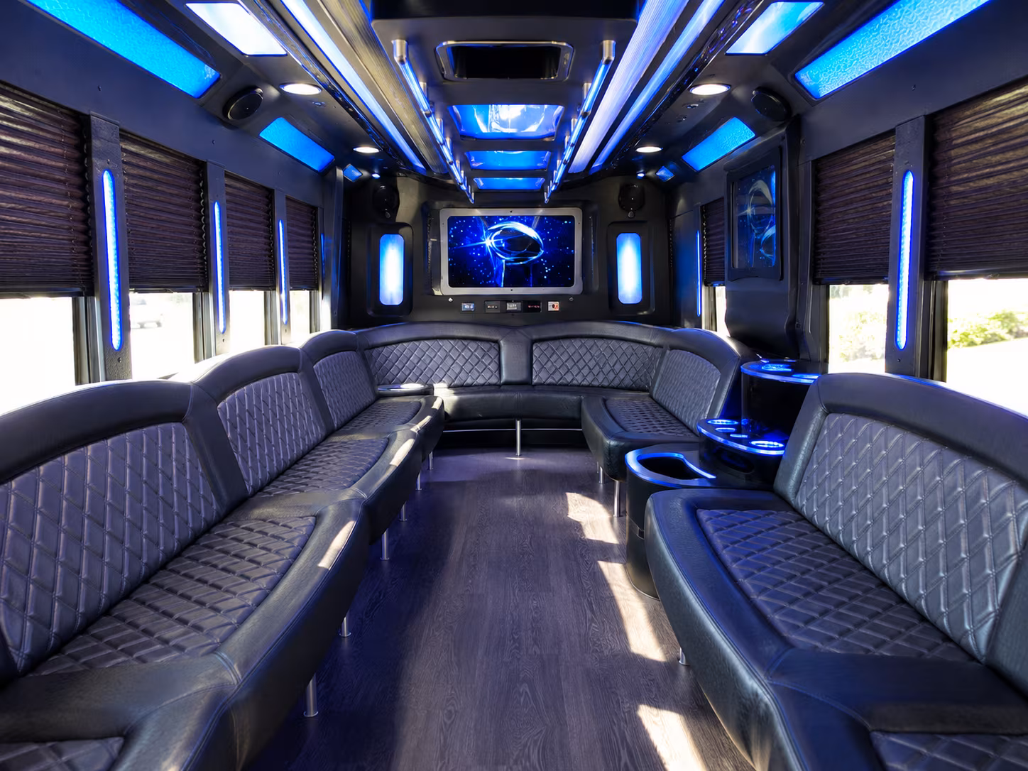 new york city 28 passenger party bus inside