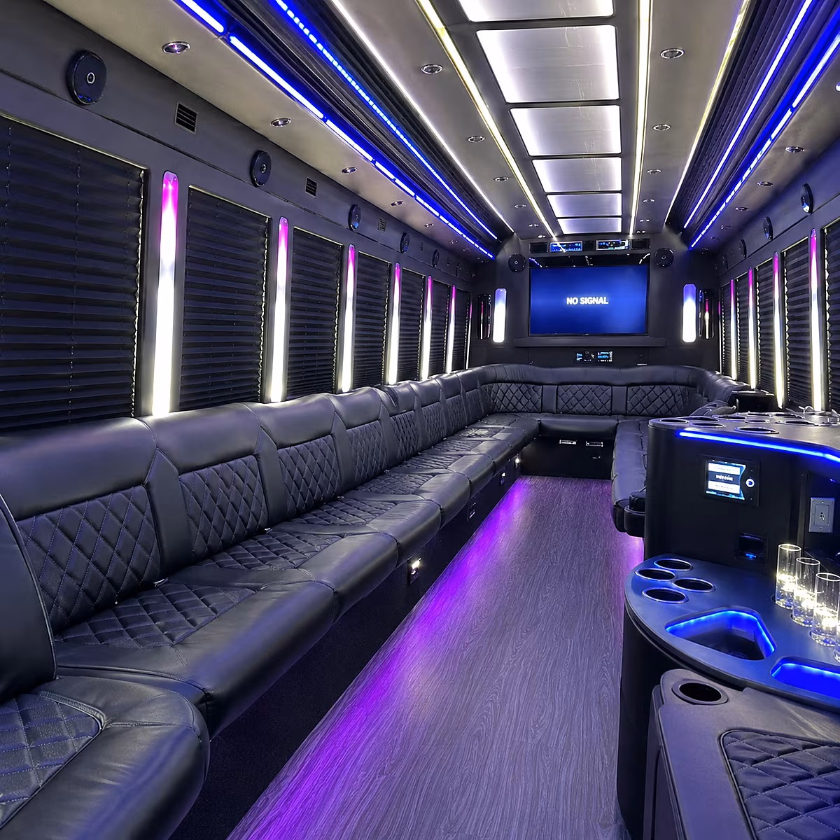 new york city 30 passenger party bus inside