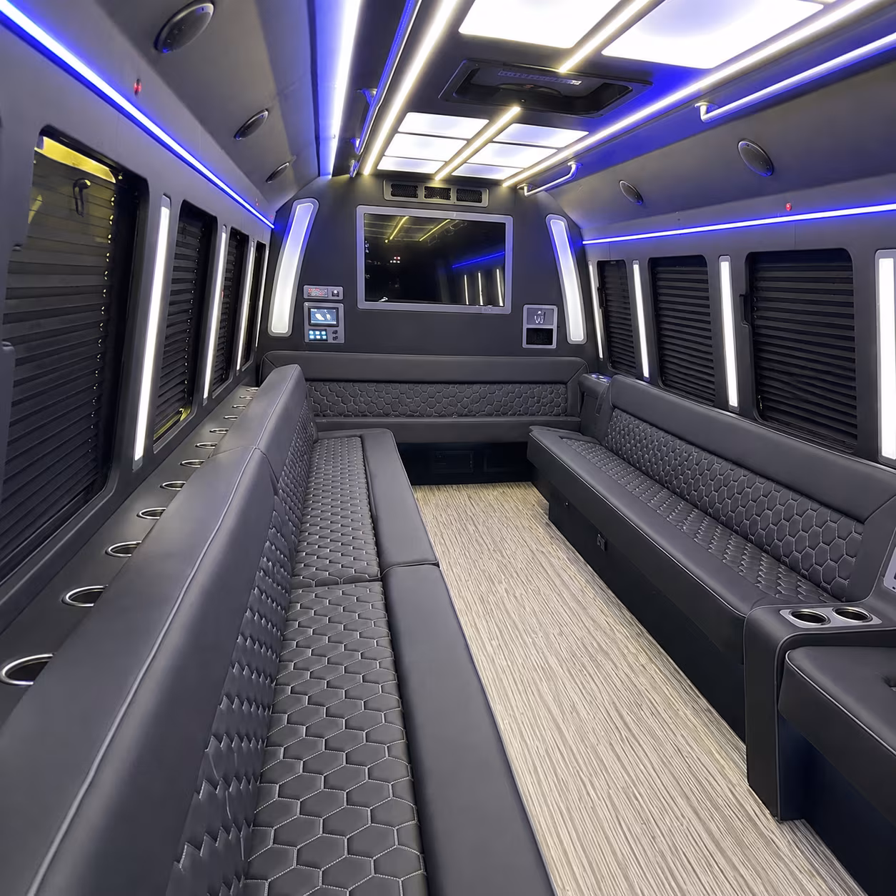 new york city 40 passenger party bus inside