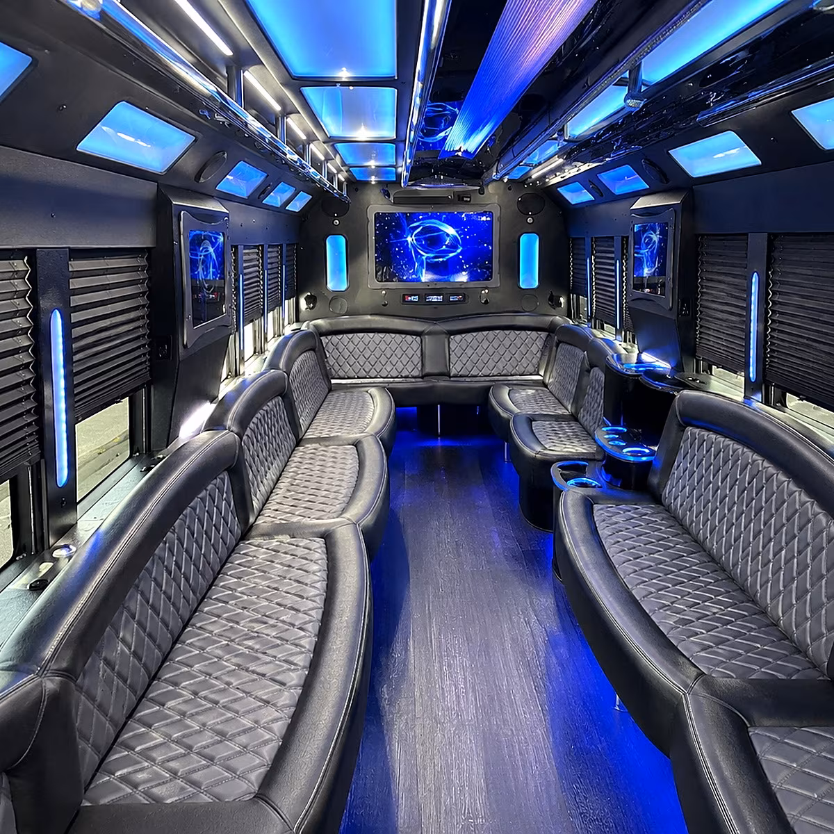 new york city 50 passenger party bus interior